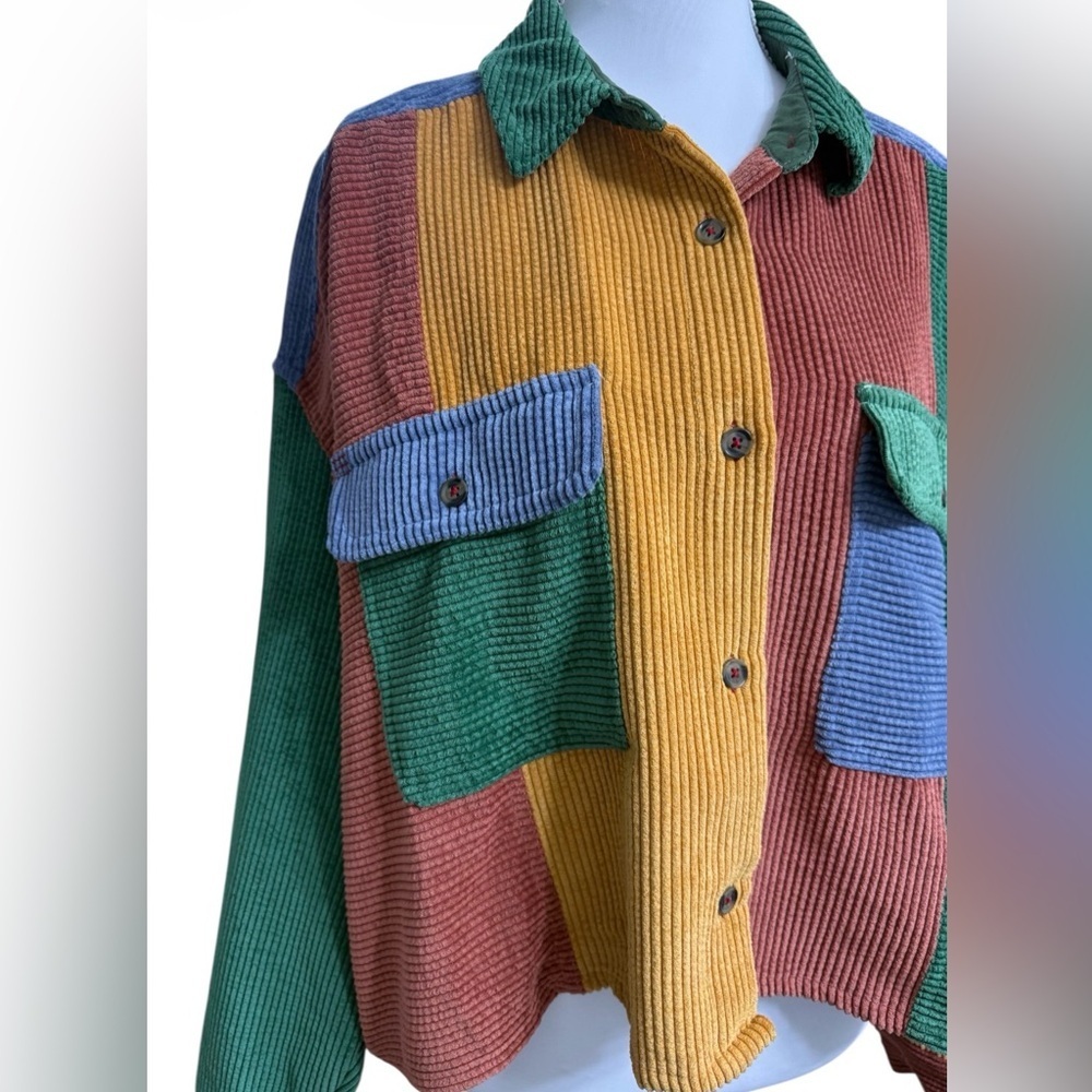 BDG Y2K COLORBLOCK CORDUROY JACKET SIZE M CROPPED PATCHWORK STREETWEAR RETRO - Picture 4 of 12